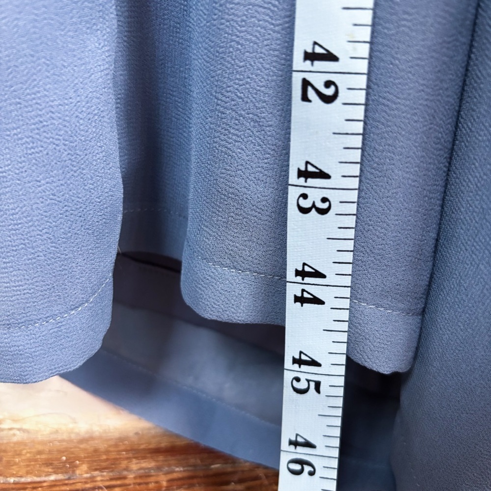 Lulu’s Stun with Elegance Slate Blue Ruffled Tie-Back Wide-Leg Jumpsuit Sz L - Picture 8 of 11